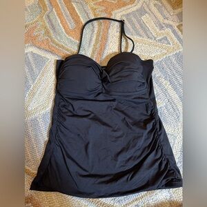 Anne Cole Womens Twist Front Bandeau Swim Tankini Top Black Size L